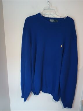 POLO RALPH LAUREN Sweater 100% Pima Cotton Blue Crewneck Men's XXL